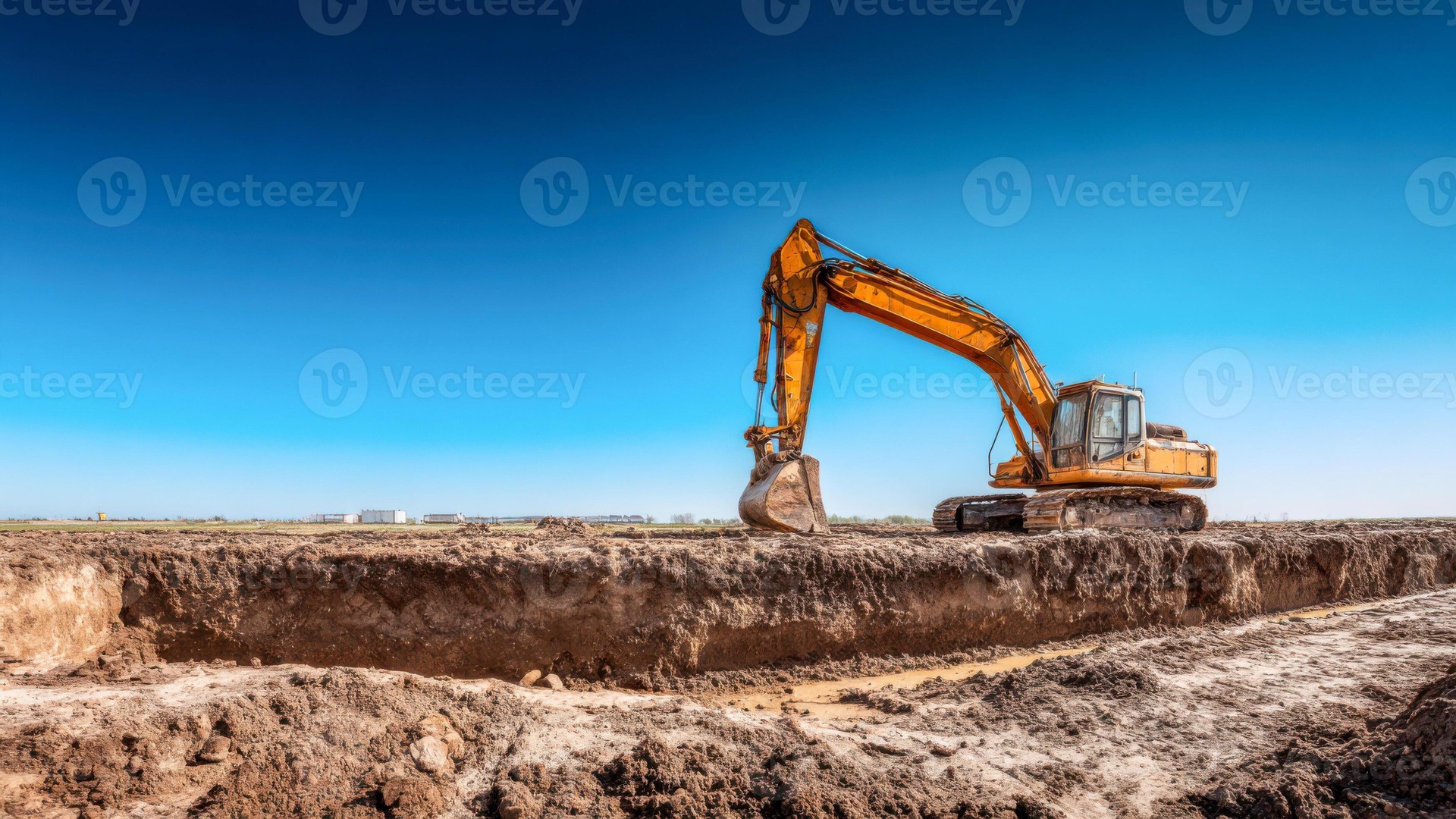 Excavator at work on construction site